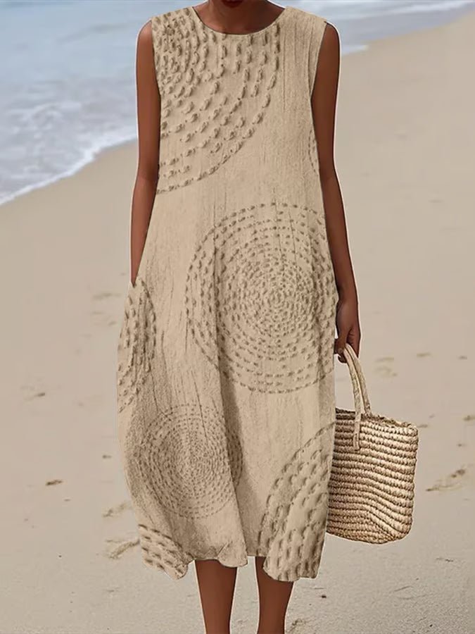 Maelle | Padded Sleeveless Patterned Maxi Dress