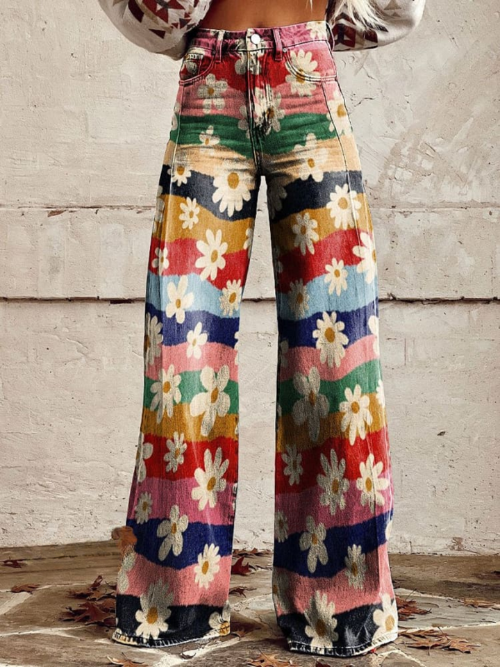 LÉON | Elegant and Comfortable Retro Floral Pants