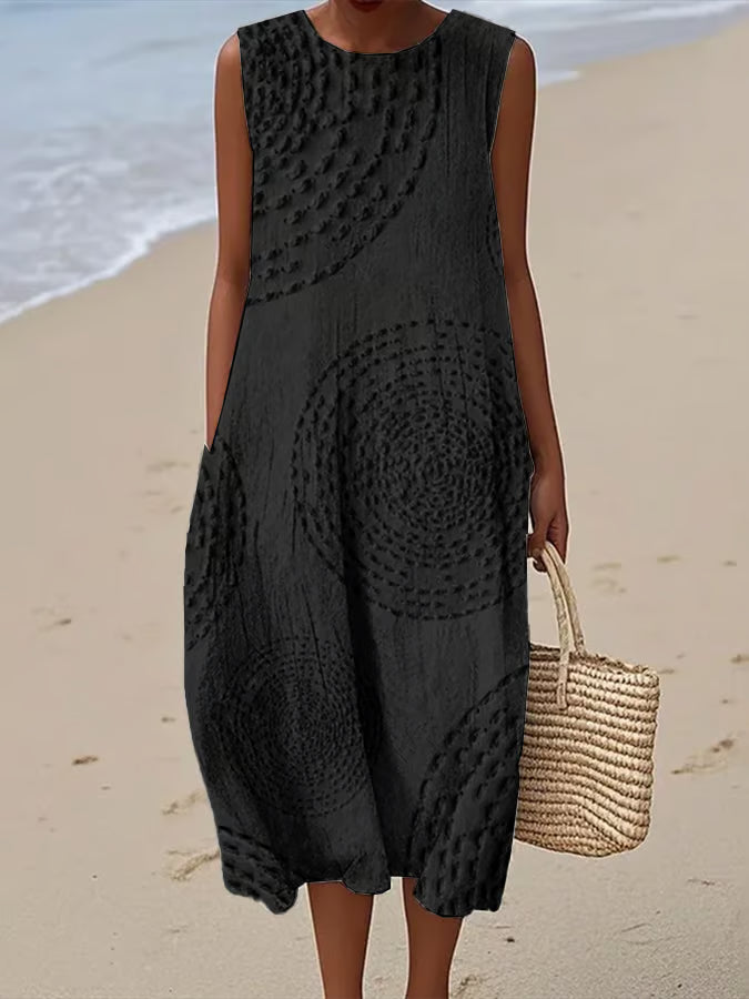 Maelle | Padded Sleeveless Patterned Maxi Dress