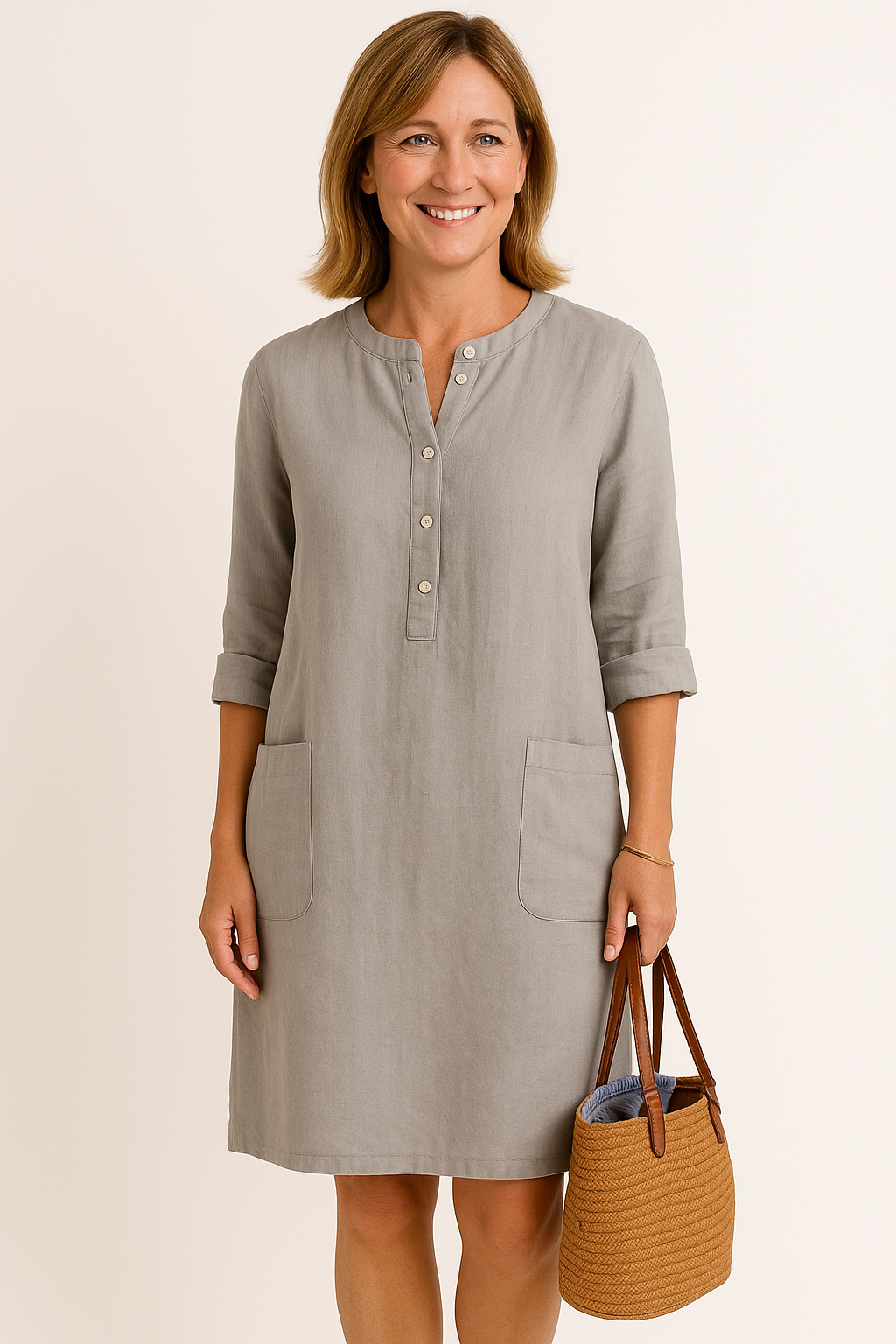 Luna | Long Sleeve Linen Dress
