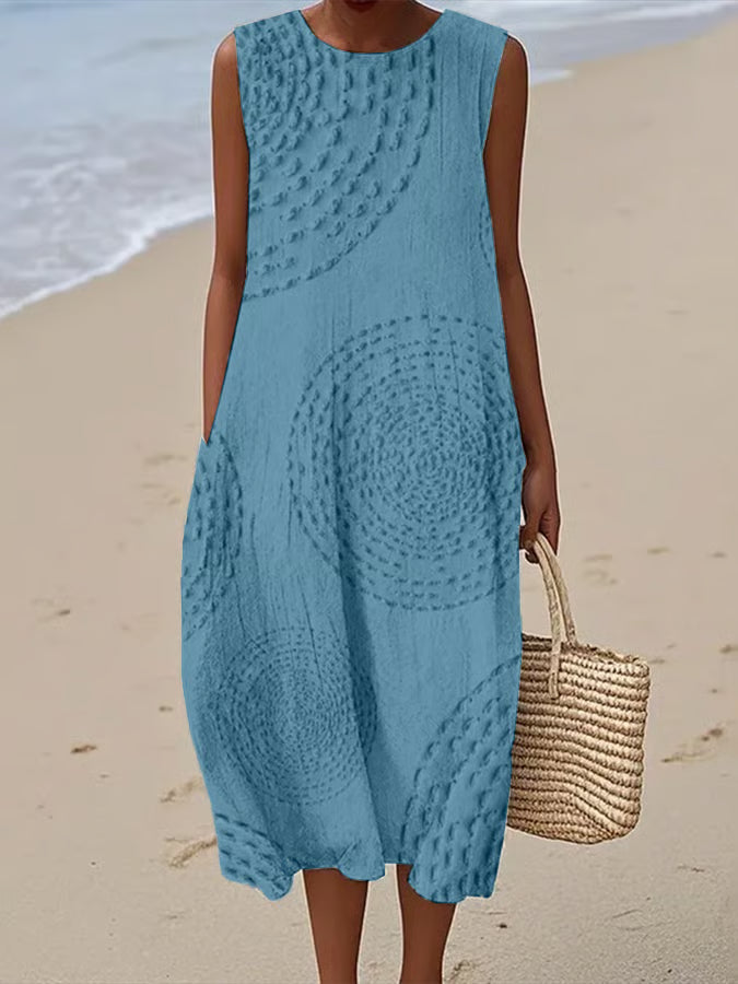 Maelle | Padded Sleeveless Patterned Maxi Dress