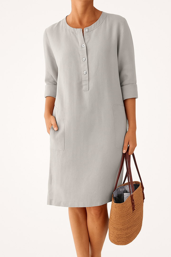 Luna | Long Sleeve Linen Dress