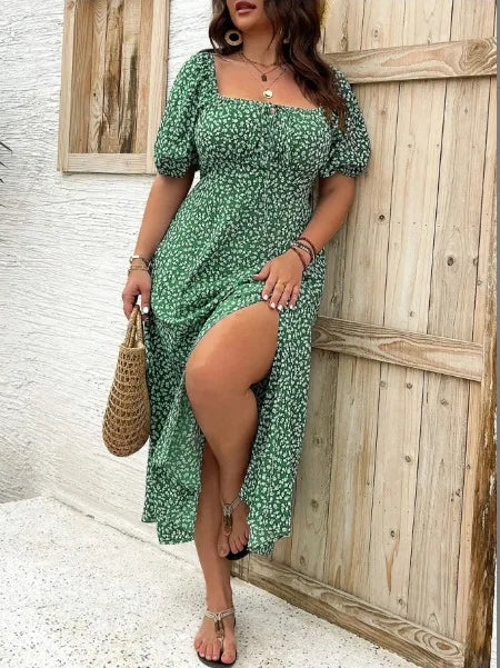ALTHEA™ – Bohemian Floral Split Maxi Dress