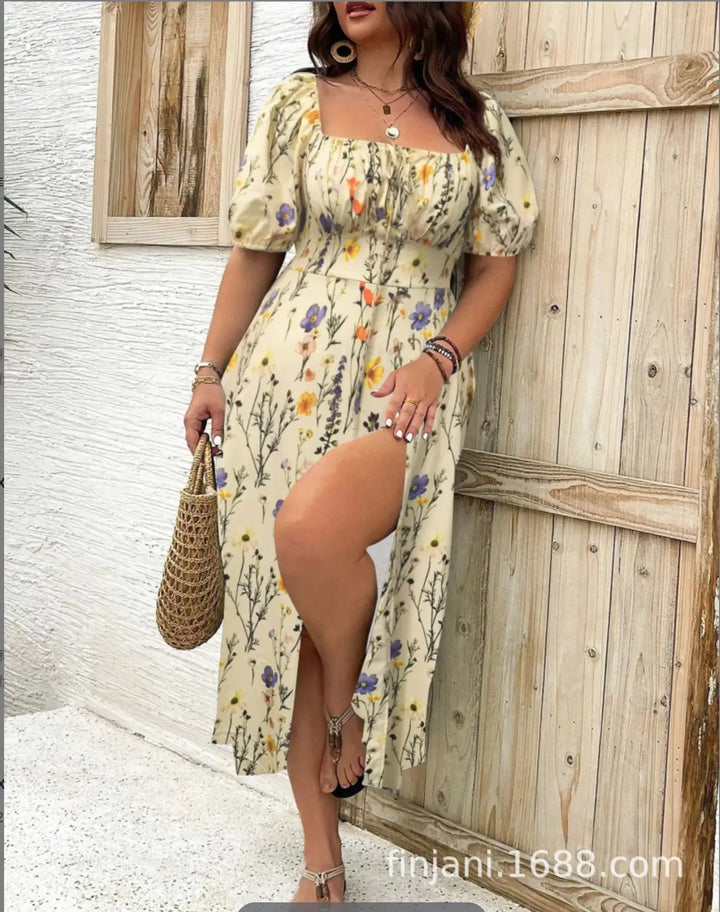ALTHEA™ – Bohemian Floral Split Maxi Dress