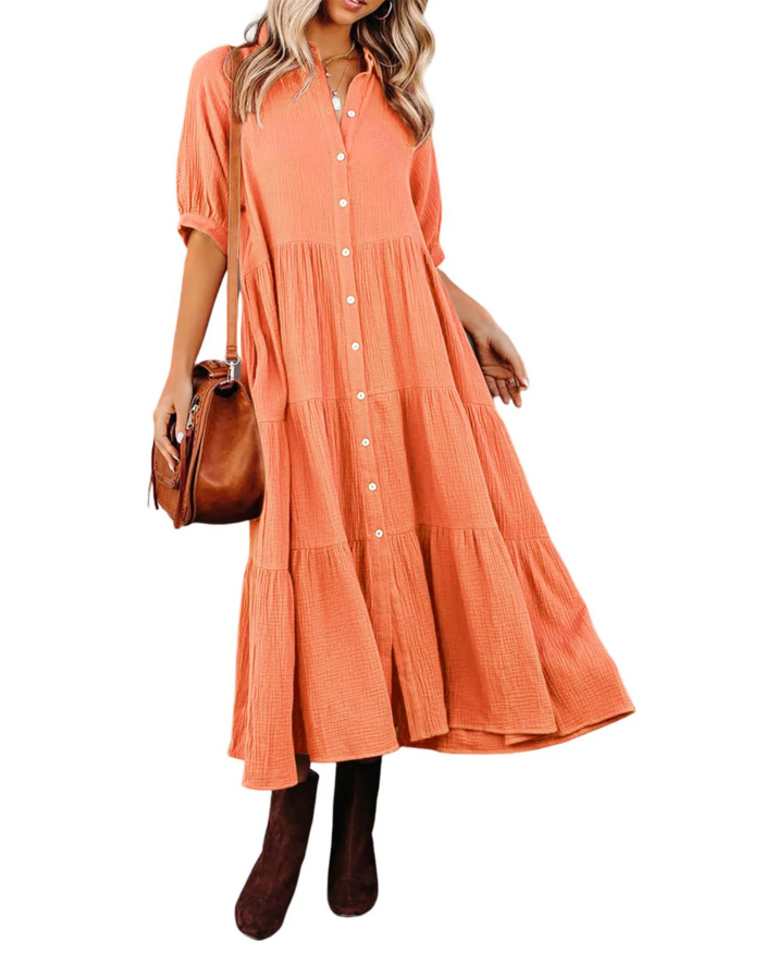 Luna | Luxurious Ruffled Shirt Dress