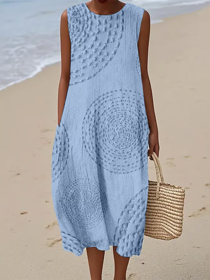 Maelle | Padded Sleeveless Patterned Maxi Dress