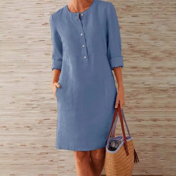 Luna | Long Sleeve Linen Dress