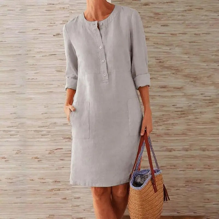 Luna | Long Sleeve Linen Dress