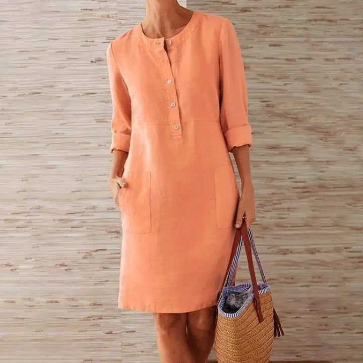 Luna | Long Sleeve Linen Dress